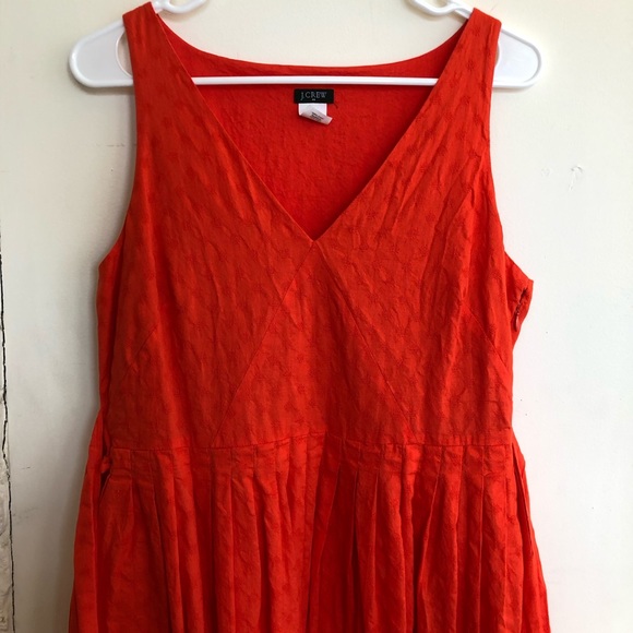 J Crew Factory Cotton Pleated V-Neck Orange 12 - Picture 5 of 6